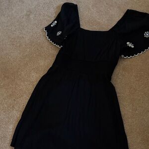 Old Navy Black Mini Dress with Embroidered Sleeves